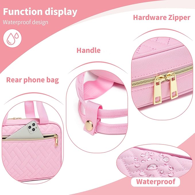 Diaper Bag Organizer with 2 Pieces Wipes Dispensers, Portable Stroller Mini Diaper Bag Pouches Travel Gear, Foldable Newborn Baby Essentials, Small Clutch, PInk