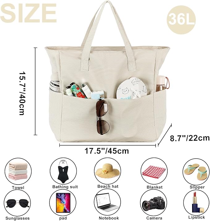 LEDAOU Beach Bag Waterproof Sandproof Women Beach Tote Pool Bag with Zipper for Swim Gym Grocery Travel with Wet Pocket | Sandproof, with Zipper, for Gym, Grocery, Travel, with Wet Pocket