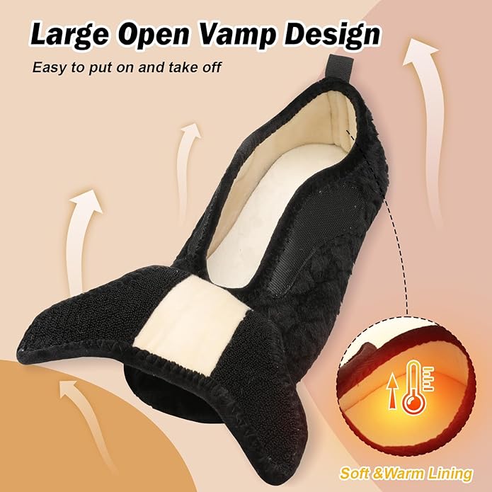 BARERUN Slippers for Women Men Wide House Diabetic Shoes for Women Men Warm Arthritis Edema Swollen Neuropathy Socks Slip on Adjustable Fuzzy Comfy Soft Womens Mens Bedroom Sliipers
