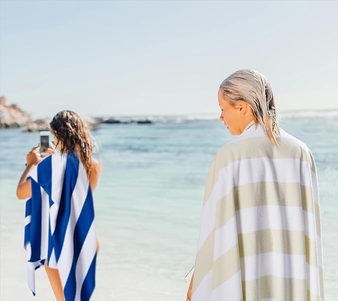 WILFA Extra Large Beach Towel - Oversized Mircofiber Beach Towel 40'' x 70'', XL Striped Lightweight Pool Towel, Big Cabana Swim Travel Towel for Adults Mens Women,Pink