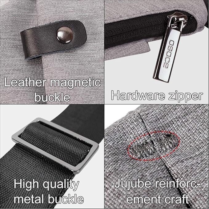 Crossbody Sling Bag, Water-Resistant Anti Theft Chest Pack, Minimalist Commuter Daypack for Travel Hiking Work, GREY, Small