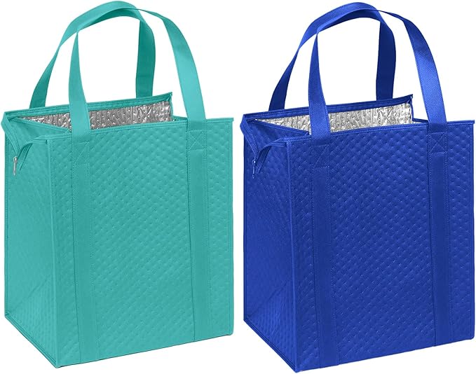 Mediz Hannah Direct Large Capacity Heavy Duty Insulated Smart Shopping Bag - Strong Reusable Grocery Tote 2 Pack