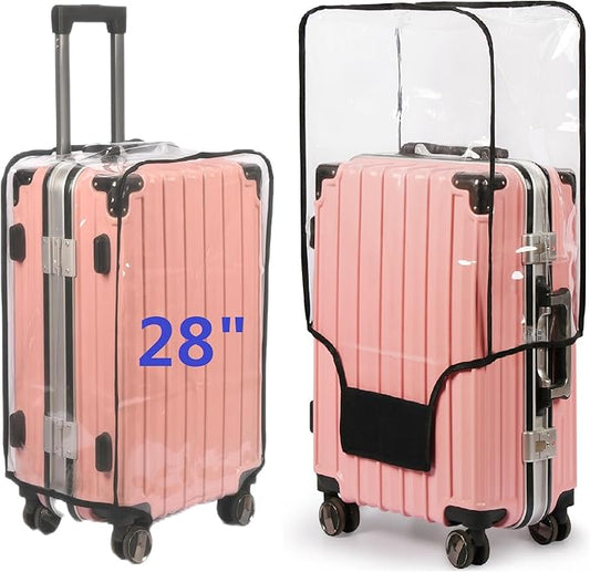 FABWAY Clear PVC Suitcase Cover - Thicken Wheeled Cover, Transparent, Waterproof & Dustproof - 28"