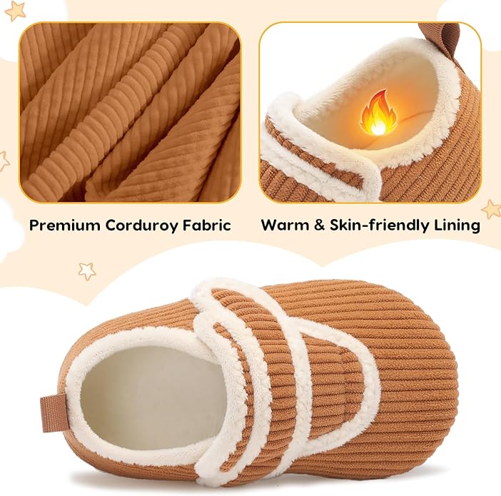 LeIsfIt Toddler Slippers Boys Girls House Shoes Soft Warm Kids House Slippers Slip on Cozy Bedroom Sock Shoes Non-slip Indoor Outdoor Slipper Shoe