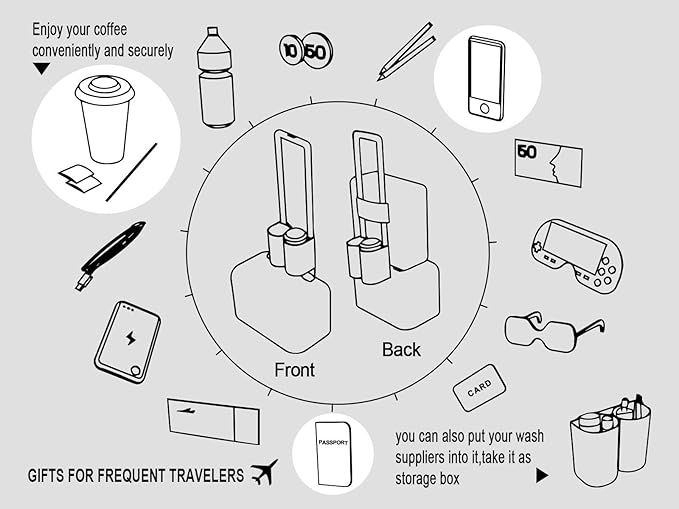 riemot Luggage Travel Cup Holder Free Hand Drink Carrier - Hold Two Coffee Mugs - Fits Roll on Suitcase Handles - Gifts for Flight Attendants Travelers Accessories Red