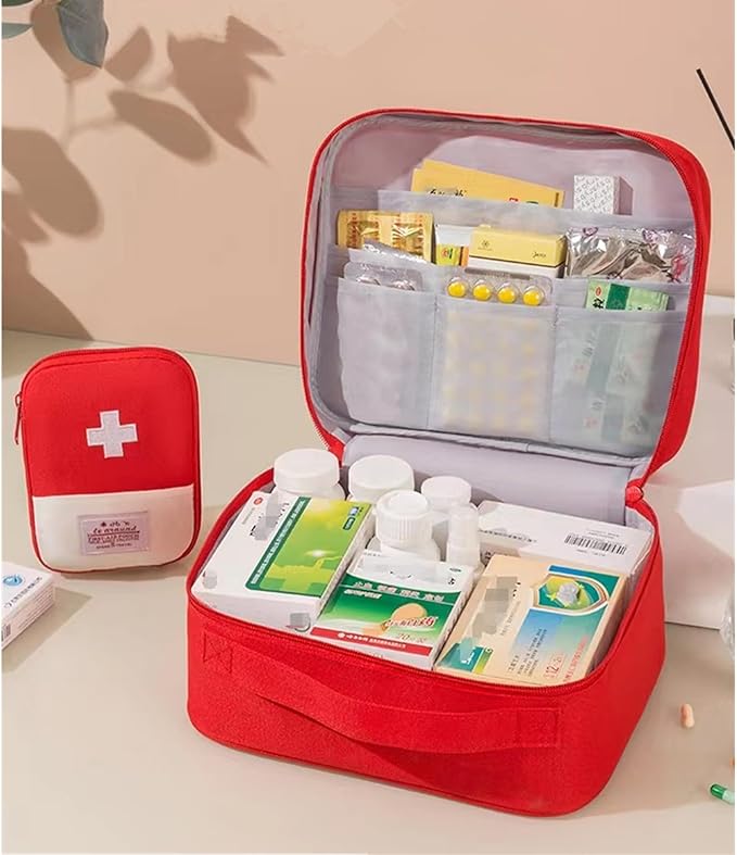 Red First Aid Bag Empty 1st Aid Bag Medical Travel Case First Responder Emergency Storage Compact Medicine Bags for Car Home Office Kitchen Sport Outdoors (Yellow)