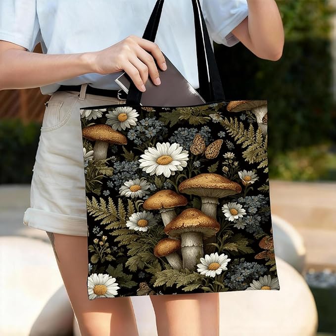 Canvas Tote Bag for Women, Vintage Print Handbag, Aesthetic Shopping Bag for Work Travel Beach, Everyday Shoulder Tote