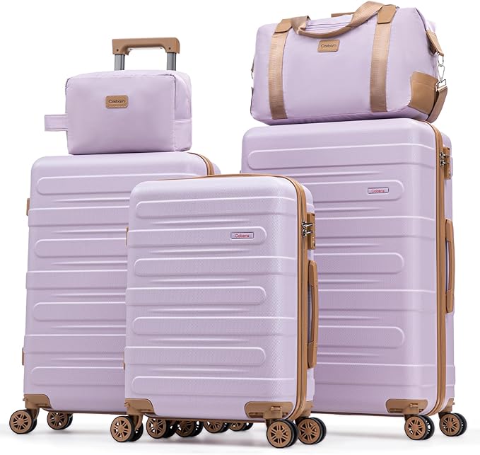 Luggage Sets 5 Piece Durable Suitcase Set with Spinner Wheels, Hard Shell Carry on Luggage with TSA Lock, Large Checked Travel Suitcases for Men and Women