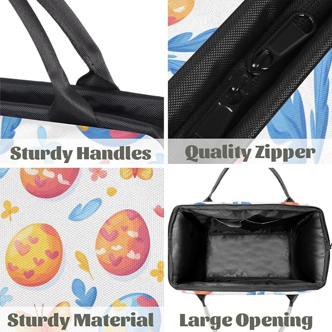 Spring Easter Eggs Overnight Weekender Bag for Women Men Travel Duffel Bags Waterproof Luggage Carry on Sports Yoga Gym Bag