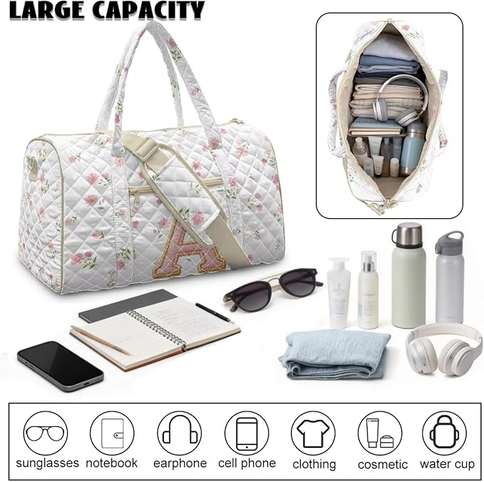 COEQINE Duffle Bag Women Large Travel Personal Item Travel Bag Quilted Tote Bag For Woman Medium Overnight Luggage Bag with Trolley Sleeve