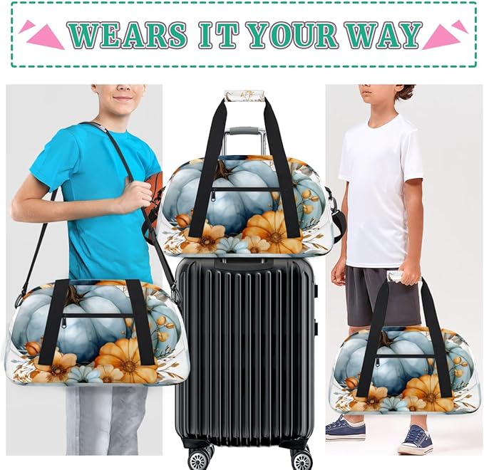 Blue Pumpkin Kids-Duffel-Bags Gymnastics Dance Bag Carry-On Overnight Travel Gym Lightweight Dance Sports Bags For Girls Boys Kids，
