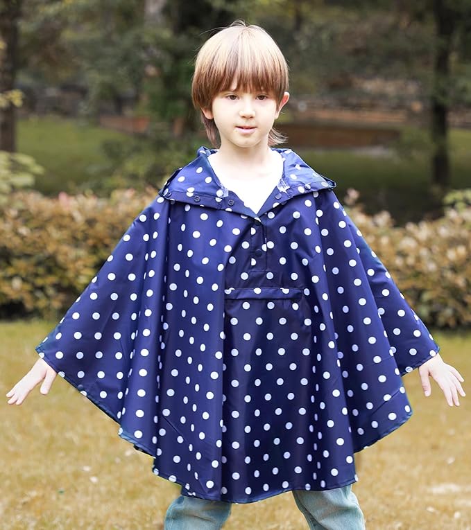 SaphiRose Lightweight Kids Rain Poncho Jacket Waterproof Outwear Rain Coat