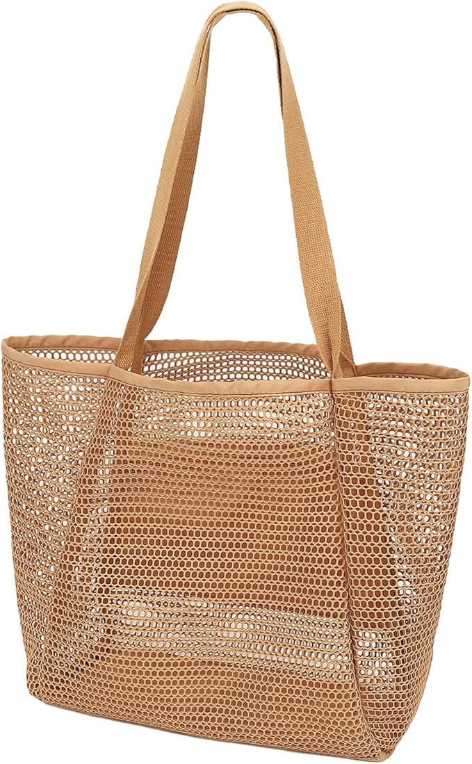 Beach Bag for Women with Outer Pocket, Waterproof Large Tote Bag for Cruise Essentials