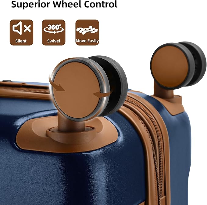 LARVENDER Luggage Sets 3 Piece Expandable Carry on Luggage 22x14x9 Airline Approved Hardshell Suitcase with Wheels TSA Lock, Lightweight Suitcase Set for Women with Travel Backpack, Navy Blue