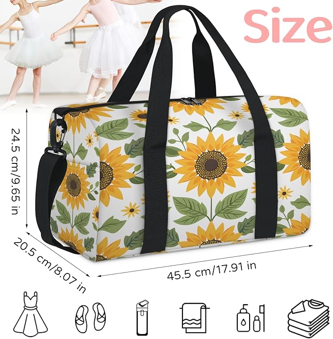 Rustic Botanical Sunflower Travel Duffle Bag for Women Men, Overnight Weekender Bag, Carry on Tote for Sport Gym