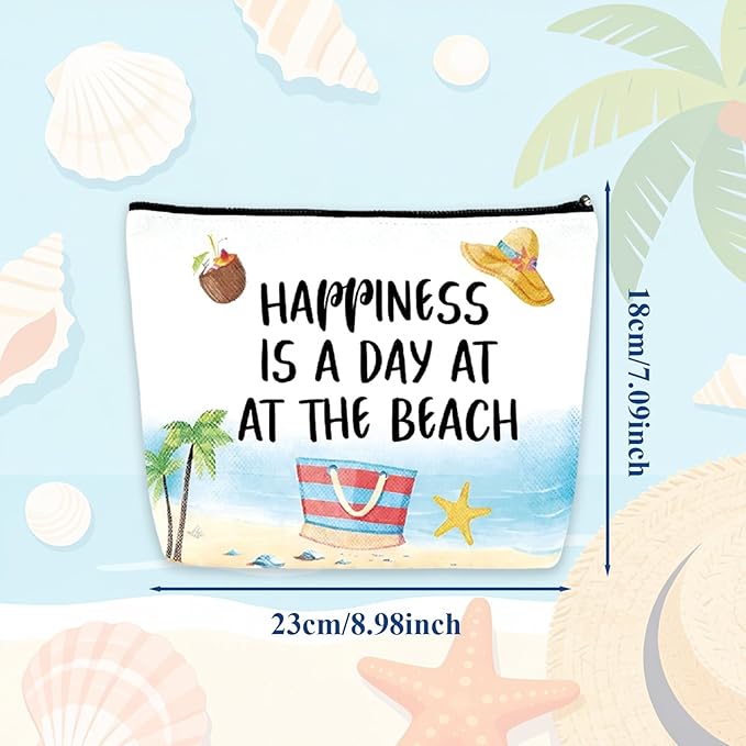 6 Pcs Beach Themed Gift for Women,Small Beachs Makeup Bag Bulk with Zippers,Beach Essentials Summer Survival Kits for Vacation,Vacation Themes Portable Cosmetic Travel Bag Pouches for Girls Friends