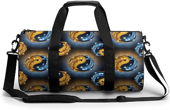 Foldable Gym Travel Bag KoiFish Fish Yin Yang Overnight Weekender Travel Bag Dance Sports Gymnastics Bags Unisex Overnight Bags