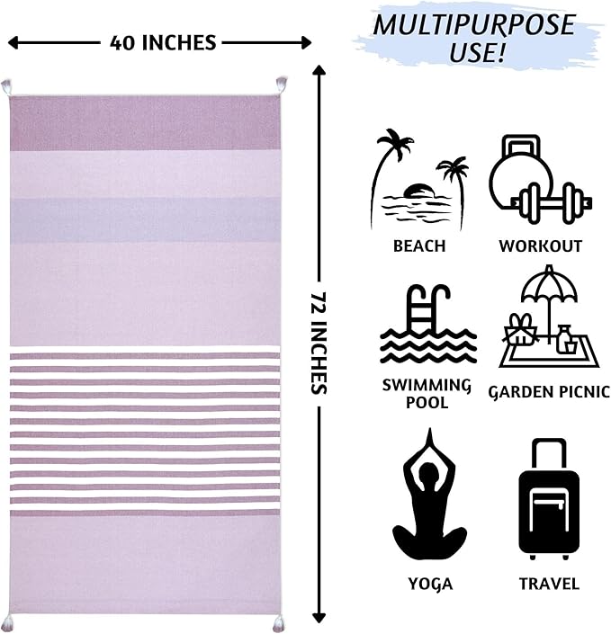Folkulture Large Tote Bag For Women | 18 x 15 Inch - 100% Cotton Beach Tote Bag With Zipper, Turkish Beach Towel for Adults with Beach Bag 40" x 72" Bath Towels