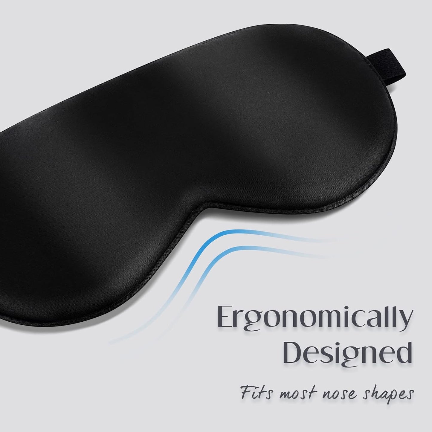 LULUSILK Mulberry Silk Sleep Eye Mask Blindfold with Adjustable Strap, Soft Eye Cover for Women Men Night Sleeping, Travel, Nap(Black)