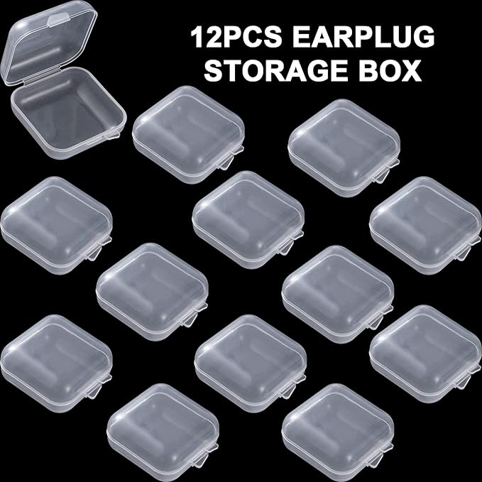 12pcs Clear Plastic Ear Plug Cases, 1.8cm Thicken Mini Jewelry Storage Cases, Small Portable Square Storage Box Organizer for Storing Bead Jewelry Necklace Bracelet