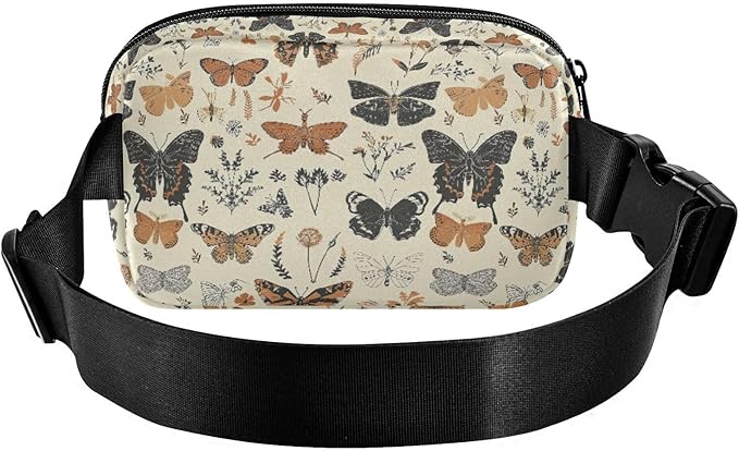 Vintage Butterflies Fanny Pack for Women Men Water Resistant Fashion Waist Packs with Adjustable Strap Belt Bag for Travel Workout Jogging Hiking 21219208
