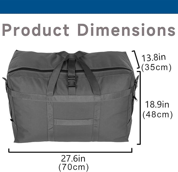 Arxus Large Duffel Bag, Waterproof Carry on Weekend Overnight Storage Bag over Luggage for Airline, Travel, Camping, Moving