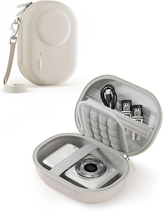 ProCase Camera Case for Kodak PIXPRO FZ55/FZ45/C1 Zoom, Compact Hard Shell with Snug Fit Protection, Small Digital Camera Travel Case with Mesh Pocket, Cute Portable Bag for Kids - Beige