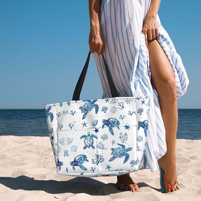 Beach Tote Bag for Women Beach Bag Waterproof and Sandproof Tote Bag with Wet Bag Large Travel Bag for Weekend Travel