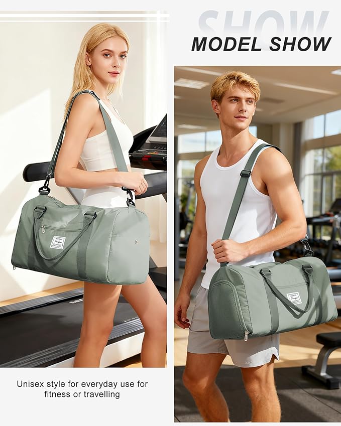 Gym Bag Womens Mens with Shoes Compartment and Wet Pocket Travel Duffel Bag for Women for Plane Sport Gym Tote Bags Swimming Yoga Waterproof Weekend Overnight Carry on Bag Hospital Holdalls