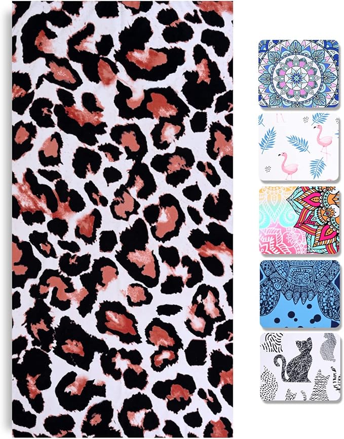 LIVILAN Leopard Cheetah Print Beach Towel, 30”x60”, Microfiber, Lightweight, Thin, Quick Dry, Sand Proof, Ideal for Swim, Bath, Pool, Unique Black and White Leopard Print Gifts for Women, Kids