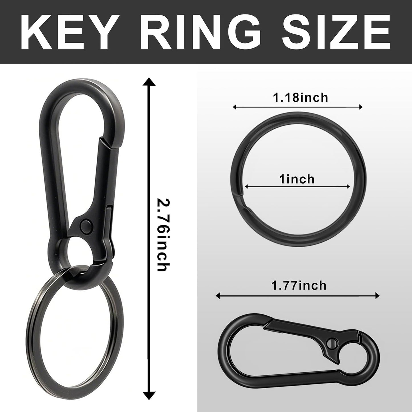 Keychain Keyring Set for Men Women Classic Metal Home Car Key Holder Organizer Portable Carabiner Clip Accessories 2PCS