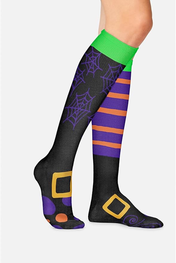 Cherokee Women's 10-15mmHg Compression Socks – Fun Print Knee Highs with Light Support, Soft Feel - PRINTSUPPORT