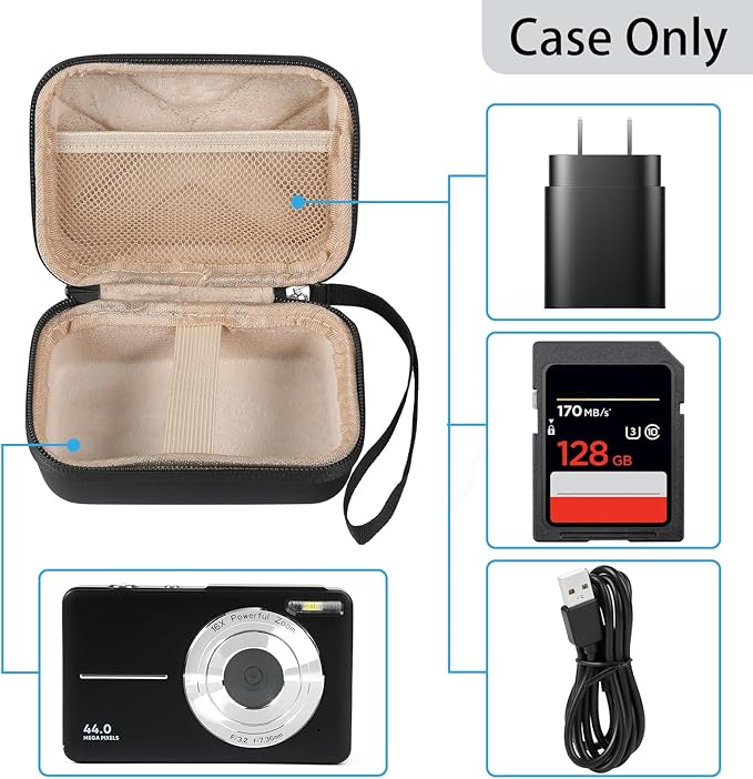 Camera Case for AbergBest 21 Mega Pixels 2.7" LCD Rechargeable HD/Kodak Pixpro/Canon PowerShot ELPH 180/190/Sony DSCW800/DSCW830 Cameras, Travel Carrying Protective Case for Digital Camera - Black