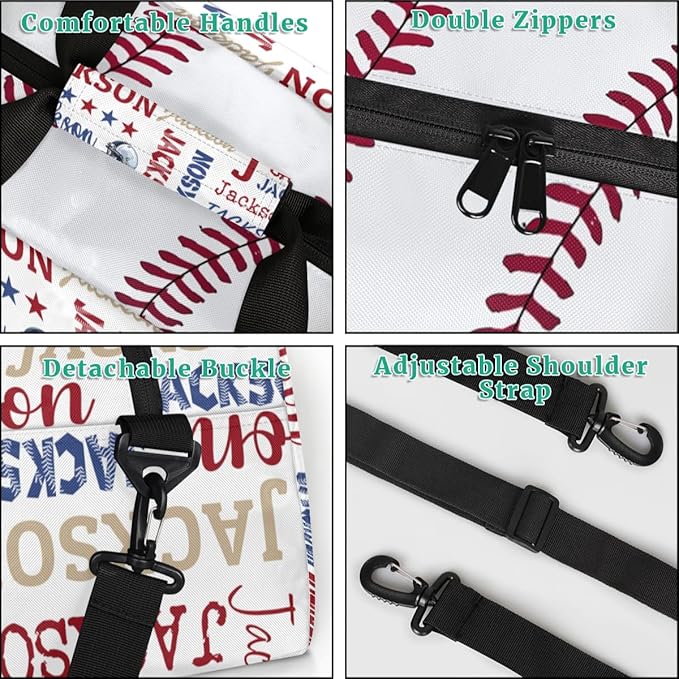 Custom Name Sports Bag for Kids Boys, Personalized Gym Duffel Fitness Travel Weekender Tote Carry-On Training Perform Bag,Sports Theme