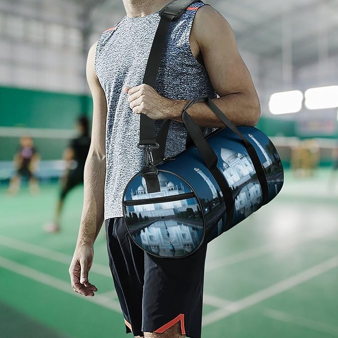 Sports Gym Bag for Women Men Travel Duffel Bag Tote Weekender Bag Taj Mahal Carry on Overnight Bag for Travel Swimming Fitness Workout Sports Duffle Bag