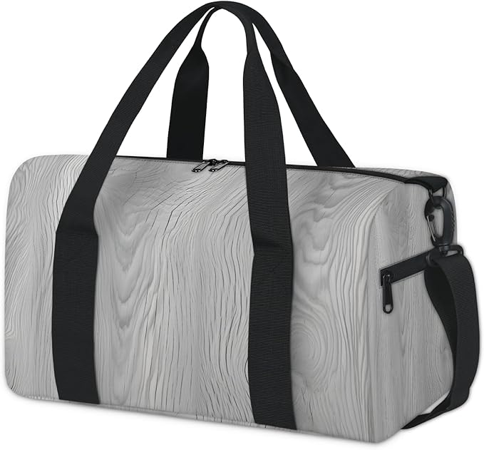Rustic Wooden Gym Bag for Women 17 inch Waterproof Carry On Overnight Weekender Bag Sports Duffel Tote Bags for Travel Workout