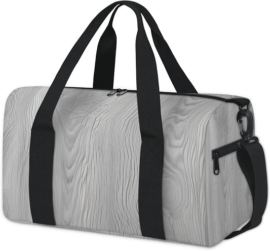 Rustic Wooden Gym Bag for Women 17 inch Waterproof Carry On Overnight Weekender Bag Sports Duffel Tote Bags for Travel Workout