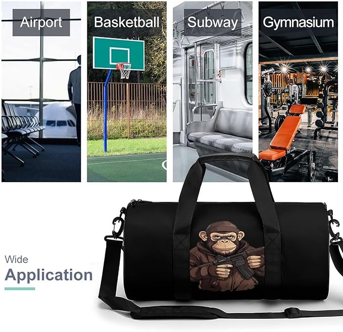 Gorilla Gun Gym Bag Travel Duffel Bag Lightweight Carry On Bags Weekender Bags for Women Men