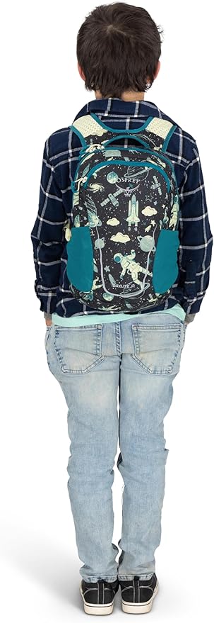 Osprey Daylite Jr. Kids' Commuter Backpack, Space Travel Print/Antique Blue