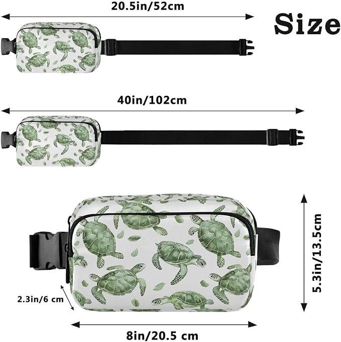 Ocean Sea Green Turtles Fanny Pack for Women Men Water Resistant Fashion Waist Packs with Adjustable Strap Belt Bag for Travel Workout Jogging Hiking 21220067