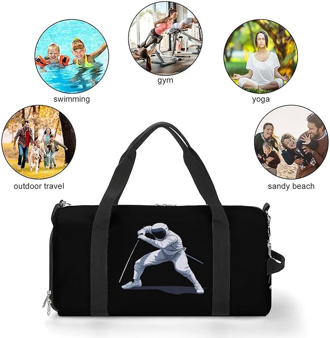 Fencing Stancce Fencing Gym Bag Travel Duffle Bag Workout Sports Bag with Shoe Compartment