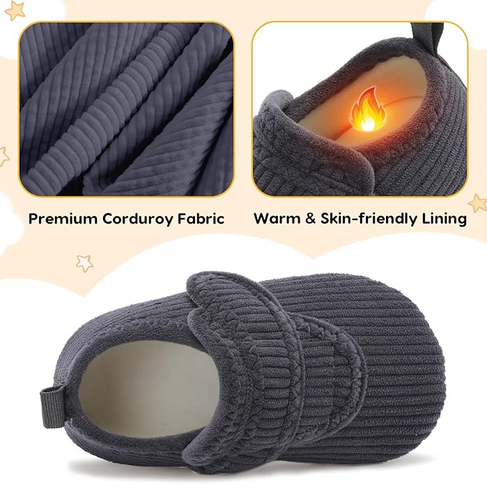 LeIsfIt Toddler Slippers Boys Girls House Shoes Soft Warm Kids House Slippers Slip on Cozy Bedroom Sock Shoes Non-slip Indoor Outdoor Slipper Shoe