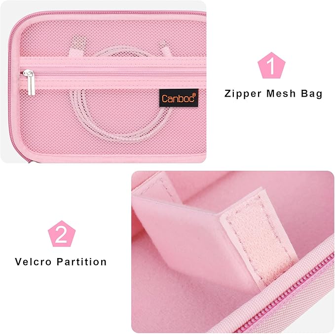 Canboc Carrying Camera Case for Sony ZV-1F/ ZV-1/ ZV-1II Vlog Digital Camera & Vlogger Accessory Kit Tripod, Travel Storage Bag with Strap, Mesh Pocket fit Cable, Pink