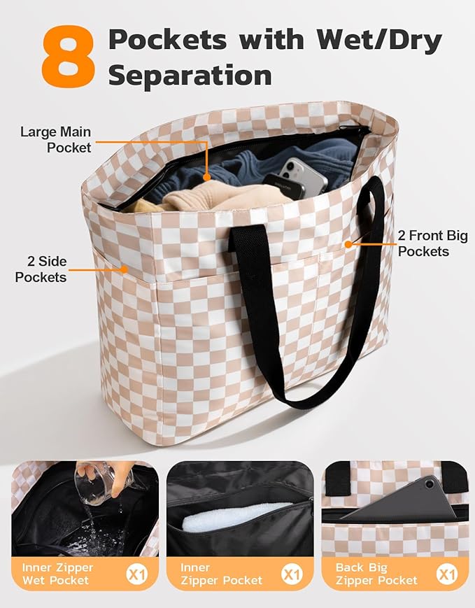 Beach Bag with Cooler, Extra Large Insulated Beach Tote for Women, Waterproof Sandproof Pool Picnic Travel Bag
