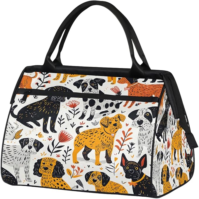 Multipurpose Duffle Bag, Waterproof Carry On Bag with Spacious Design, Cute Dogs Gym Bags, 15.2x8.3x11.6in