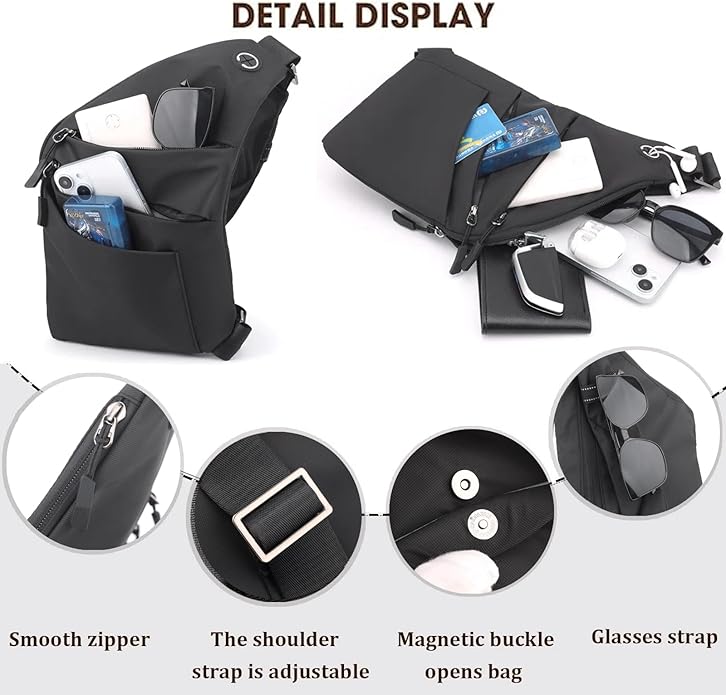 Crossbody Travel Bags for Women, Anti Theft Proof Safe Slim Sling Travel Purses, Personal Flex Shoulder Bag for Men Women