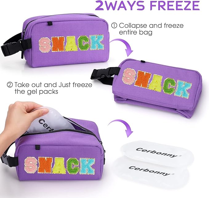 Freezable Lunch Bag,Freezable Snack Bag,Mini Cooler Bag for Travel/Work/School,Small Insulated Bag,Small Cooler Lunch Box with Ice Packs,Insulated Snack Bag,Freezable Snack Box with Handle Buckle