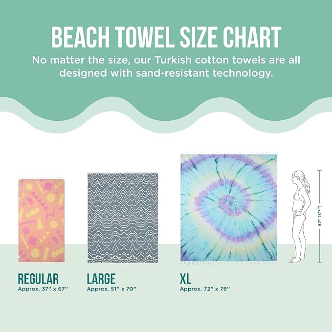 Sand Cloud Turkish Beach Towel - Sand Proof - 100% Certified Organic Turkish Towel - Quick Dry Towel for Beach, Picnic, Blanket or Bath Towel - As Seen on Shark Tank - Gocek (Black) (Pack of 2)