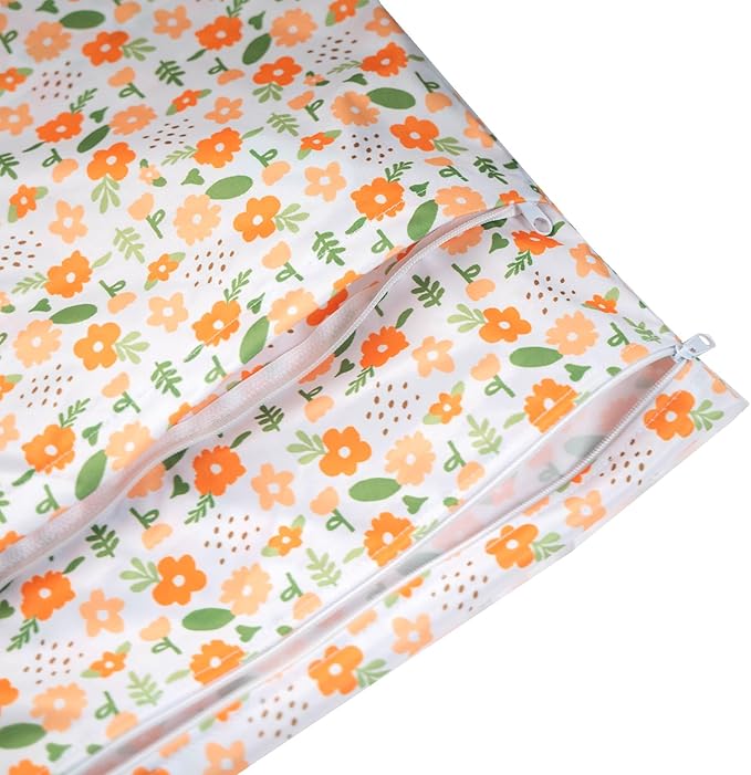 Wet Dry Bag Reusable Waterproof Swimming Bag Travel Beach Pool Yoga Gym Bag for Baby Cloth Diaper Swimsuits Wet Clothes Two Zipper Pockets 3 Pack Floral 3L09