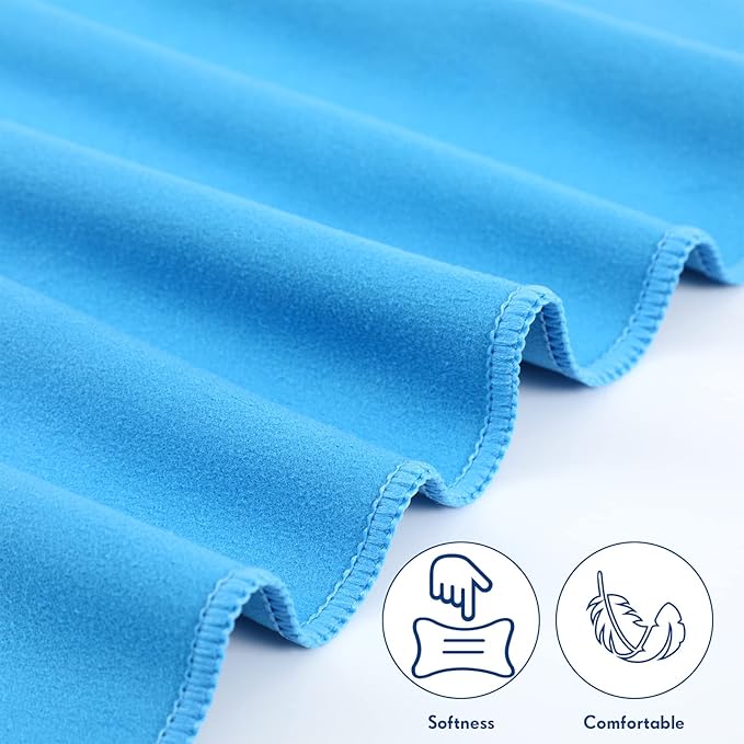 Oudain 6 Pieces Quick Dry Travel Towel Bulk, Microfiber Beach Towel with Bag Compact Soft Trip Towel Lightweight Adults Towel for Camping, Gym Beach Swimming Yoga, 20 x 39 Inches (Classic Color)